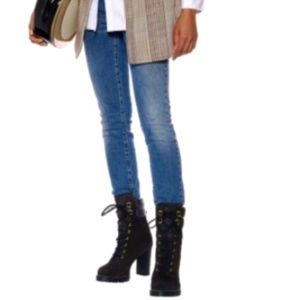 Stuart Weitzman Shackleton Black Sued Combat Boots